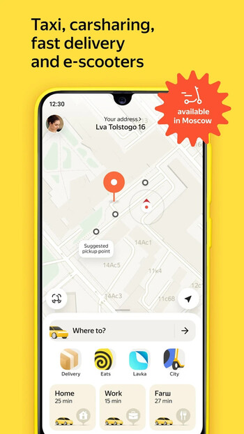 Yandex Go — taxi and delivery screenshot # 1