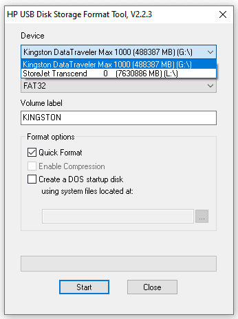 hewlett packard usb disk storage format tool