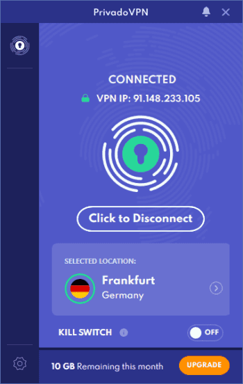 PrivadoVPN screenshot # 1