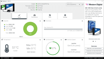 Western Digital SSD Dashboard screenshot # 1