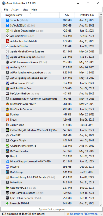 Geek Uninstaller screenshot # 1