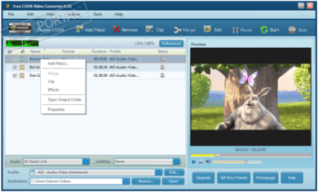 Free CUDA Video Converter скриншот № 1