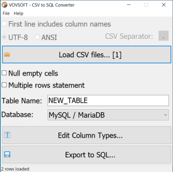 Converts CSV to SQL скриншот № 1